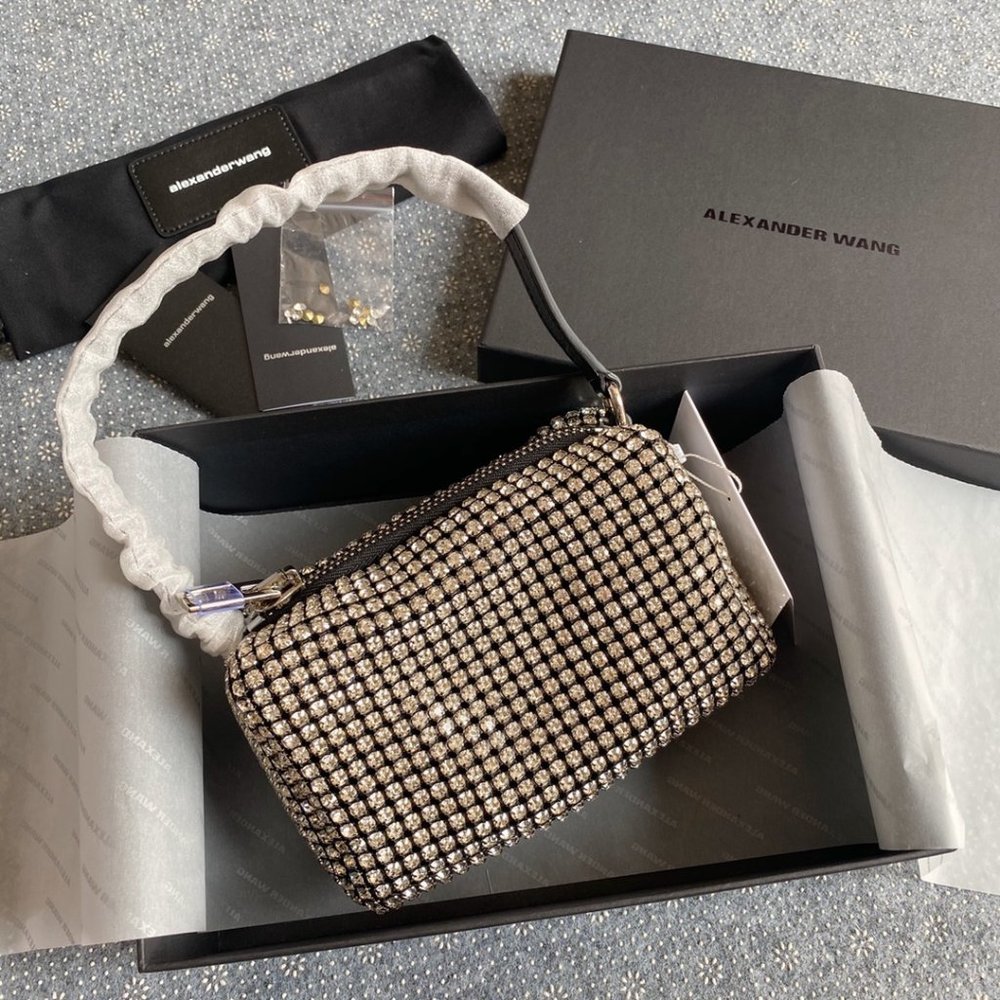 Alexander Wang heiress pouch in rhinestone mesh medium-sized pouch bags